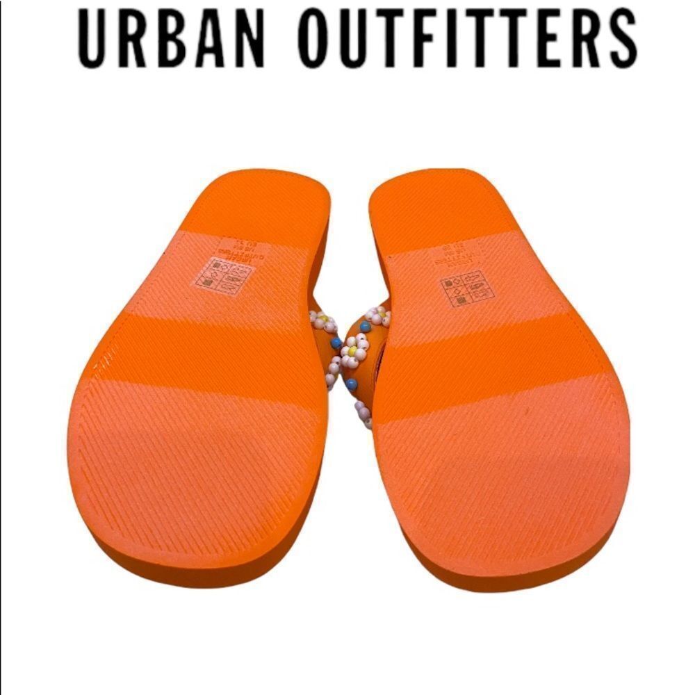 NEW Urban Outfitters UO Embellished Flower Orange Thong Sandals 6 7 8 9 - Picture 5 of 5